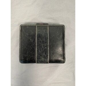 Vintage Coach Black Leather Bifold Small Wallet 3.5" X 4" X 1" Distressed Marble